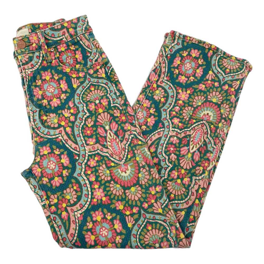 MOTHER Green Pink High Rise Jeans Floral Rambler Zip Ankle | Womens 24